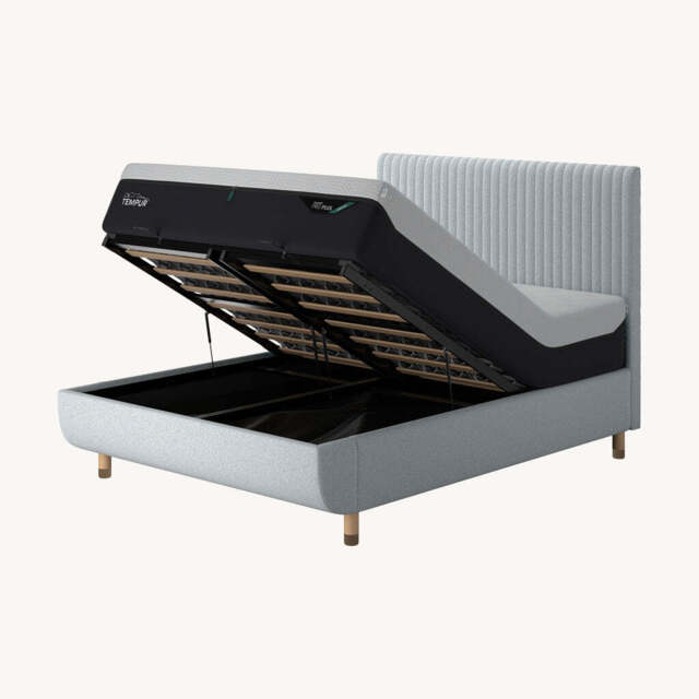 TEMPUR® Arc Ottoman Bed with Vertical Headboard, Superking / Light Grey - image 1
