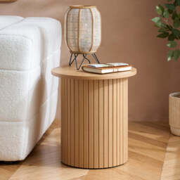 Tiffany Fluted Side Table, Oak - thumbnail 1