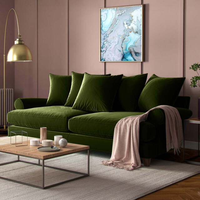 Columbine 4 Seater Sofa, Pillowback / Green