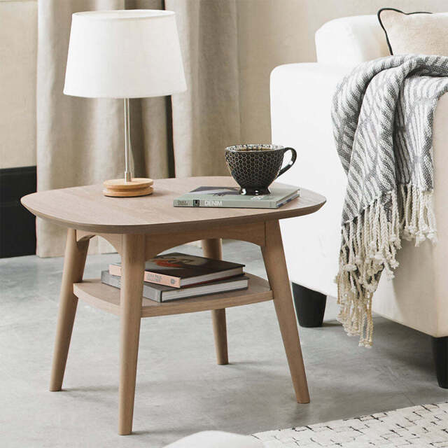 Brondby Scandi Oak Lamp Table with Shelf - image 1