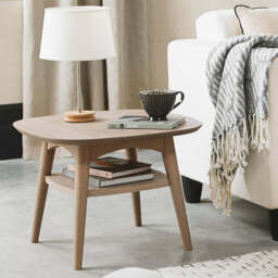 Brondby Scandi Oak Lamp Table with Shelf