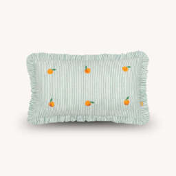 Luna Embroidered Ruffle Cushion, Orange - thumbnail 2