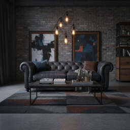 Britannia Rub-off Leather Sofa, 4 Seater / Dark Blue - thumbnail 1