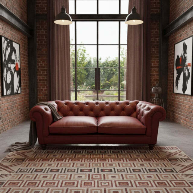Britannia Rub-off Leather Sofa, 2 Seater / Red - image 1