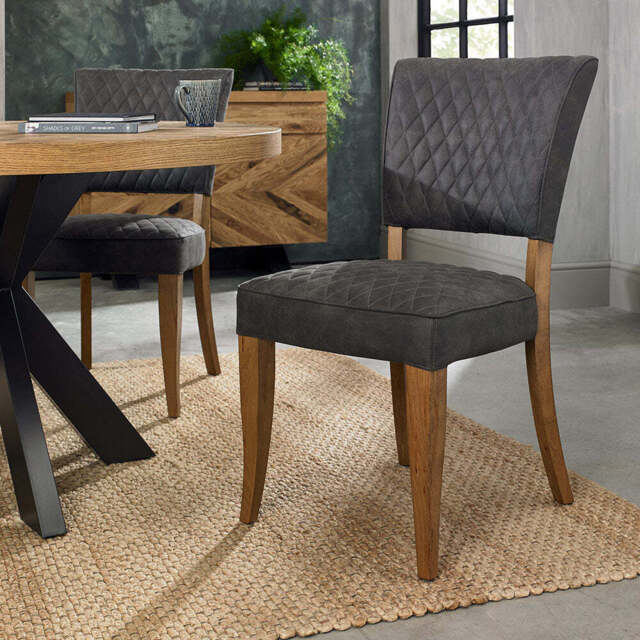 Glendale Rustic Oak Logan Chair, Dark Grey - image 1