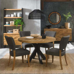 Glendale Rustic Oak Logan Chair, Dark Grey - thumbnail 3