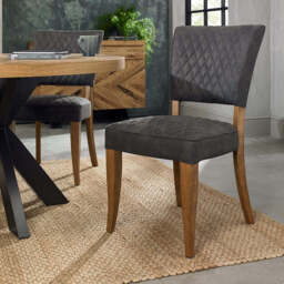 Glendale Rustic Oak Logan Chair, Dark Grey