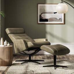 Gabriel Reclining Chair and Footstool, Medium / Brown - thumbnail 7