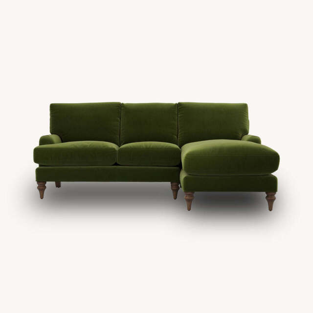 Jasmine Chaise Sofa, Right Hand Facing / Green
