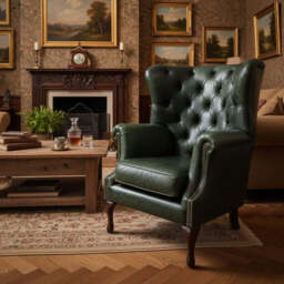 Albert Leather Armchair, Green