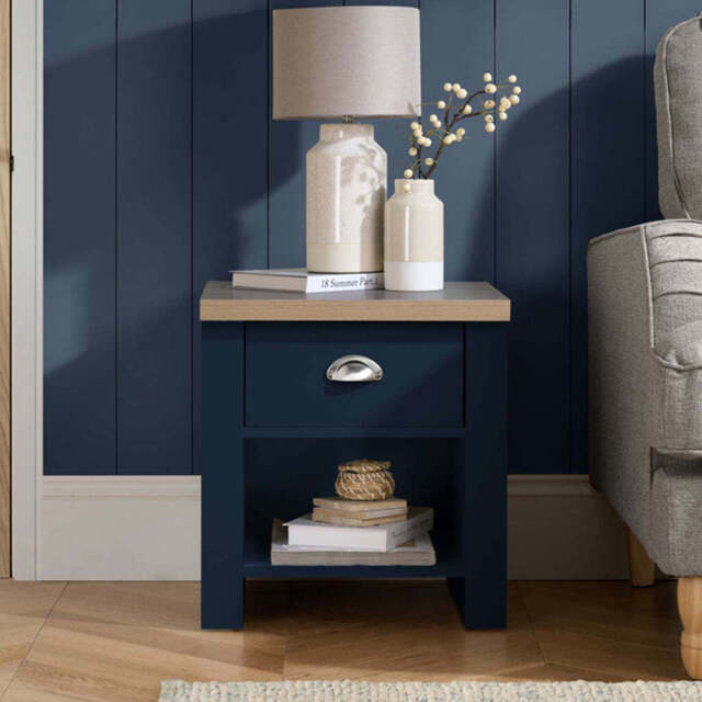 Burwick 1DR Lamp Table, Blue