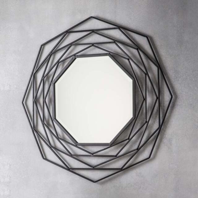 Valencia Octagonal Geometric Mirror, Black - image 1
