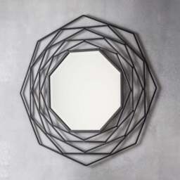 Valencia Octagonal Geometric Mirror, Black