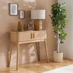 Tiffany Fluted Console Table, Oak - thumbnail 1