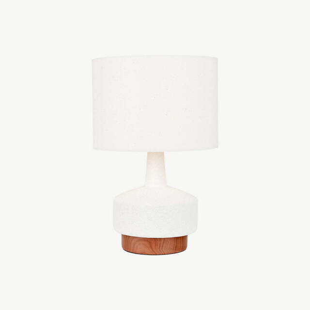 Wood Effect Textured Ceramic Table Lamp, White - image 1