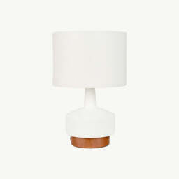 Wood Effect Textured Ceramic Table Lamp, White - thumbnail 2