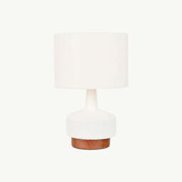 Wood Effect Textured Ceramic Table Lamp, White