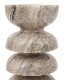 Set of 2 Marble Candlesticks, Beige - thumbnail 4