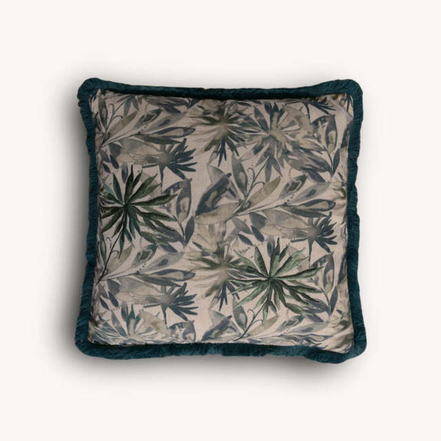 Teal Floral Cushion - image 1