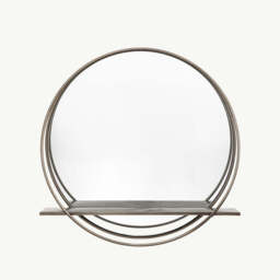 Bilbao Large Round Industrial Style Shelf Mirror - thumbnail 2
