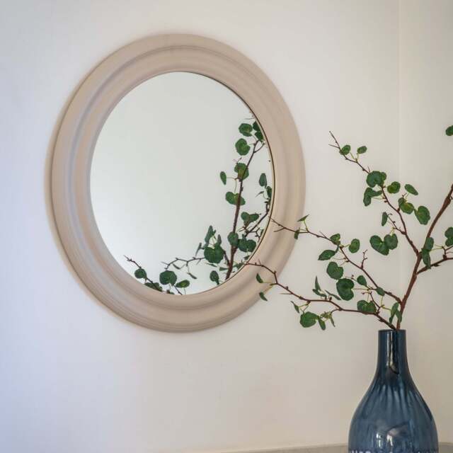 Melbourne Small Round Wall Mirror, Beige