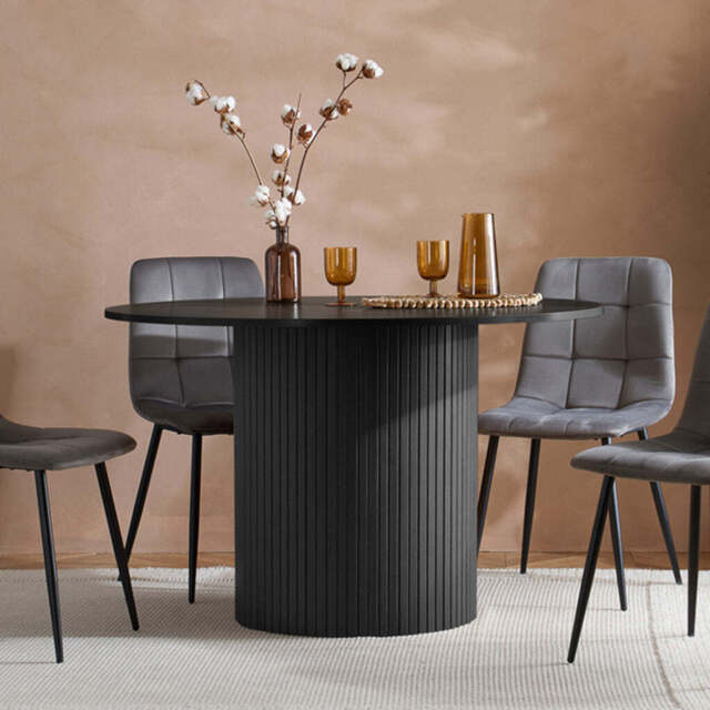Tiffany Round Fluted Dining Table, Black - image 1
