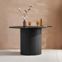 Tiffany Round Fluted Dining Table, Black - thumbnail 2