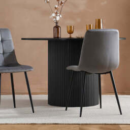 Tiffany Round Fluted Dining Table, Black - thumbnail 3