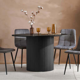 Tiffany Round Fluted Dining Table, Black