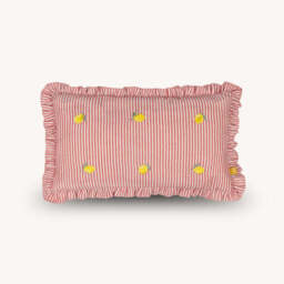 Luna Embroidered Ruffle Cushion, Yellow - thumbnail 2
