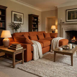 Belmore Chaise Sofa, Right Hand Facing / Large / Orange