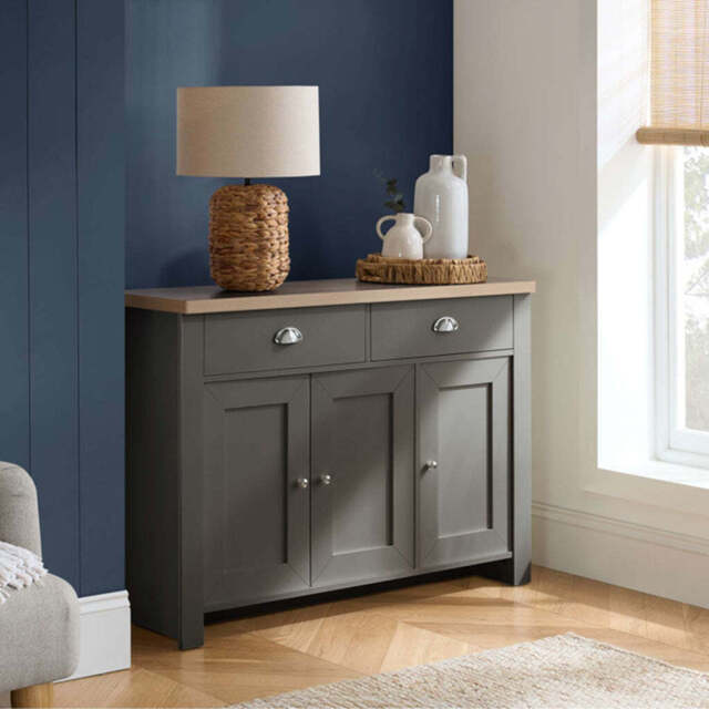 Burwick 2 Drawer 3 Door Sideboard, Dark Grey