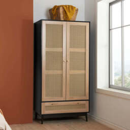 Washington Rattan Wardrobe, Black