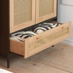 Washington Rattan Wardrobe, Black - thumbnail 2