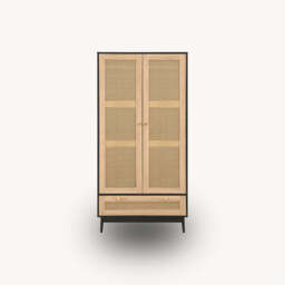 Washington Rattan Wardrobe, Black - thumbnail 4