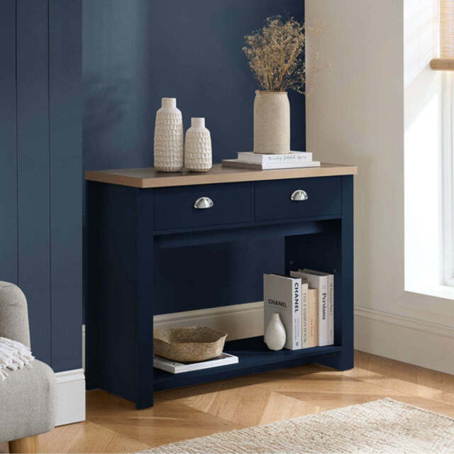 Burwick 2 Drawer Console Table, Blue