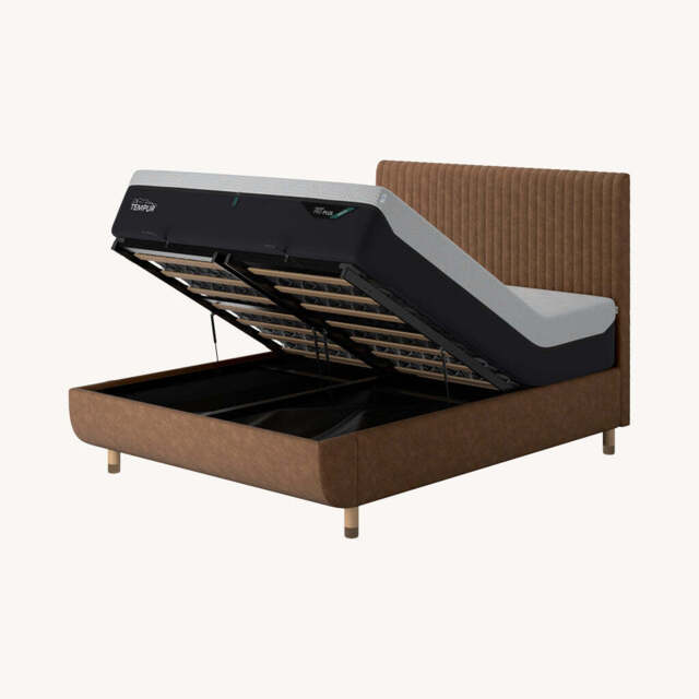 TEMPUR® Arc Ottoman Bed with Vertical Headboard, King / Light Brown