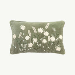Embroidered Velvet Floral Cushion