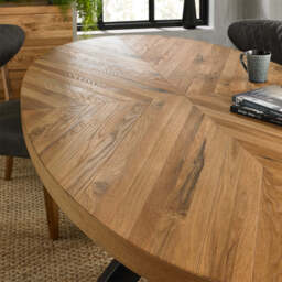 Glendale Rustic Oak 6 Seater Dining Table - thumbnail 2