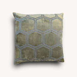 Ivory Hexagon Cushion, Green - thumbnail 3