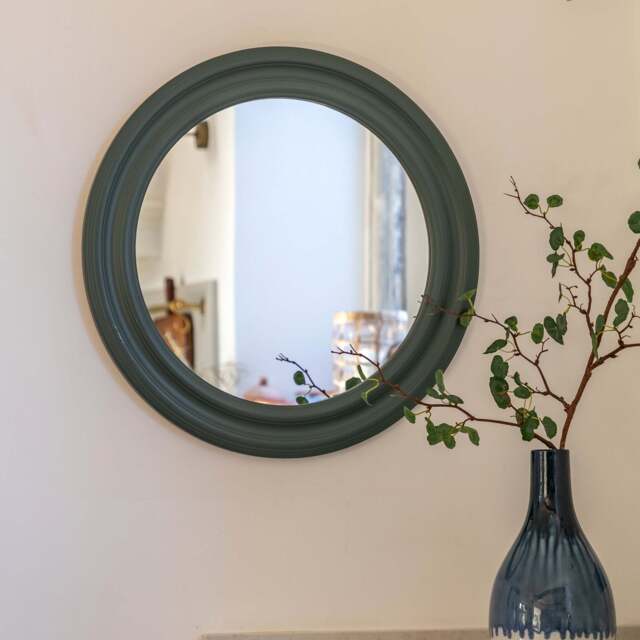 Melbourne Small Round Wall Mirror, Green - image 1
