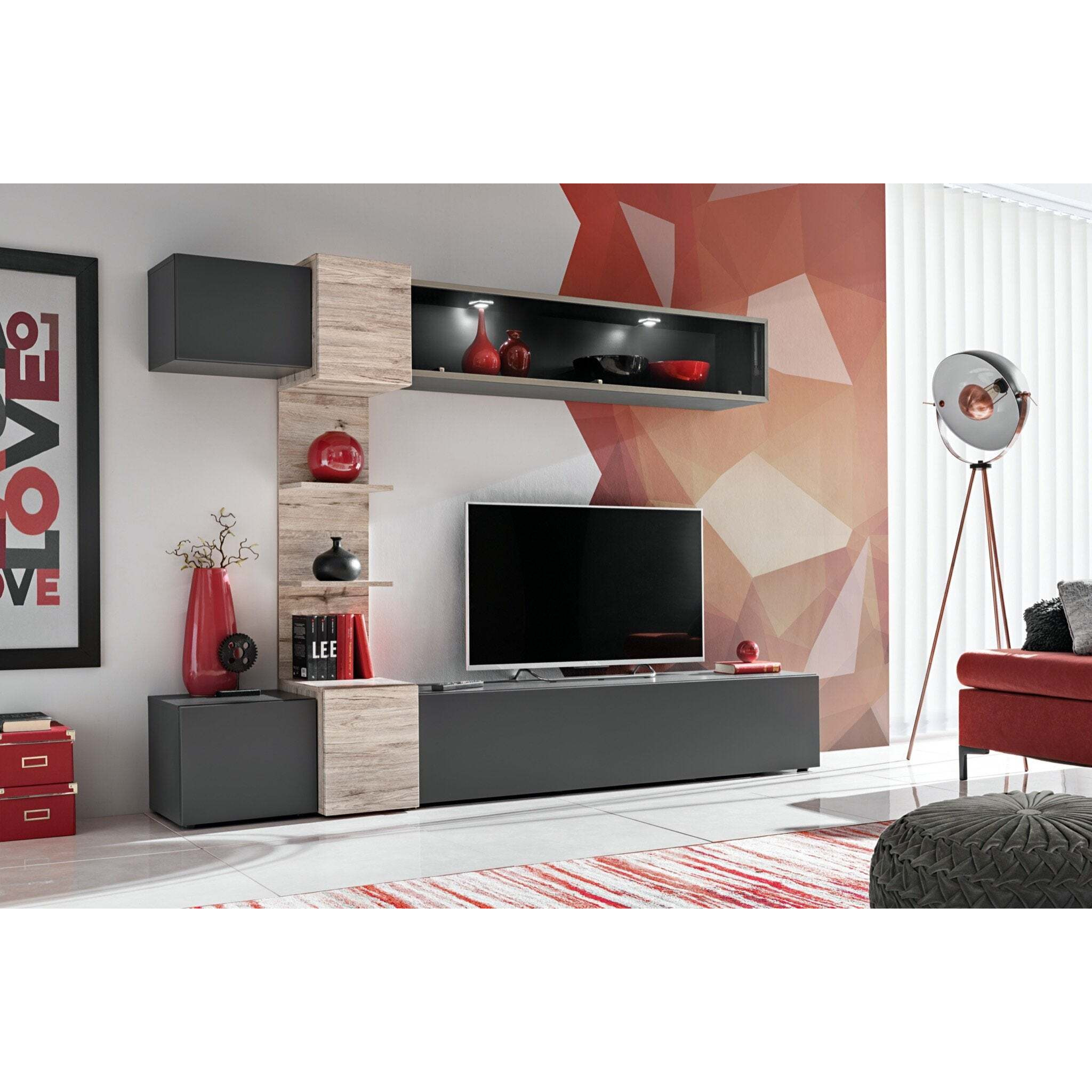 "Rio Entertainment Unit For TVs Up To 60"" - Anthracite 230cm" - image 1