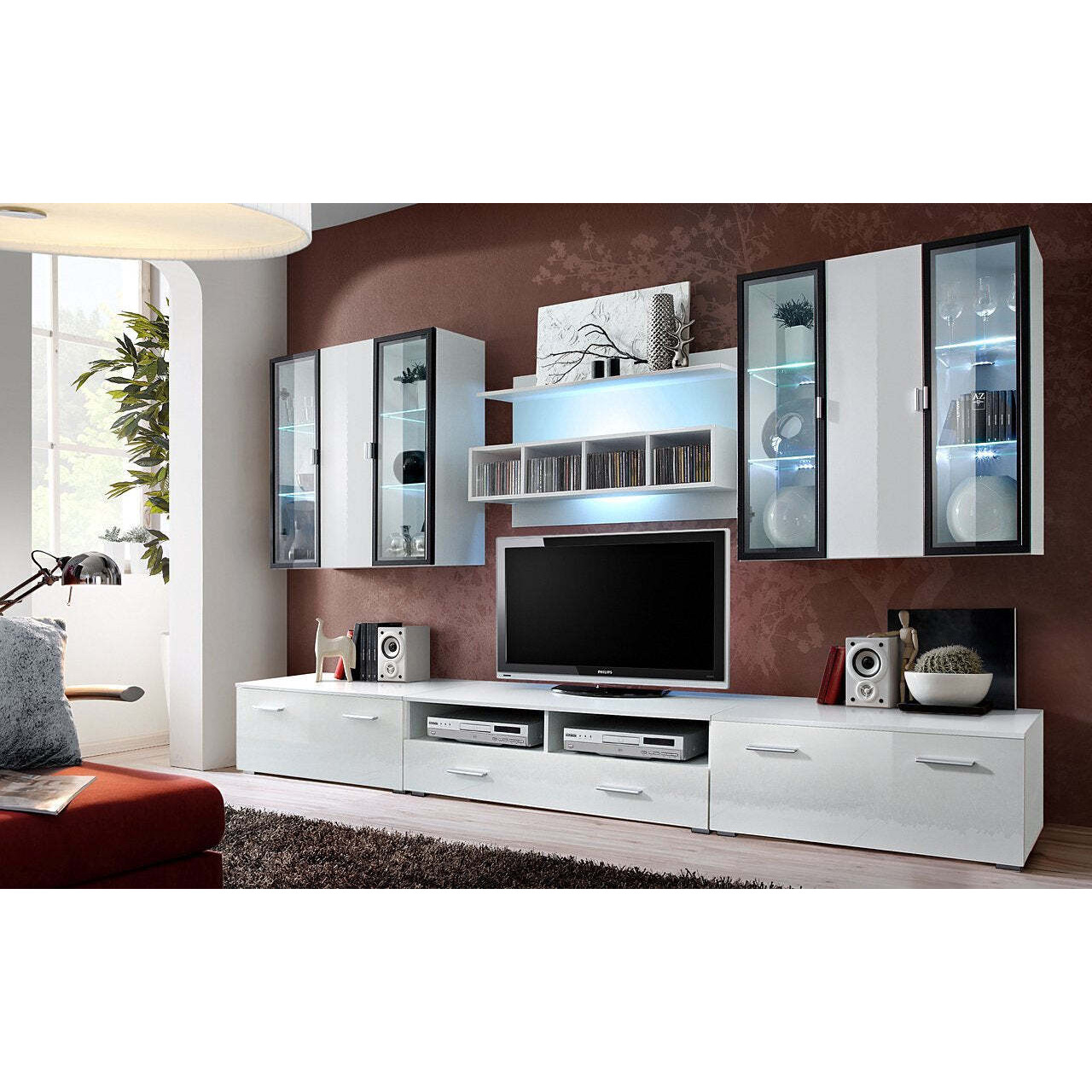 "Quadro Entertainment Unit For TVs Up To 49"" - White Gloss 300cm" - image 1
