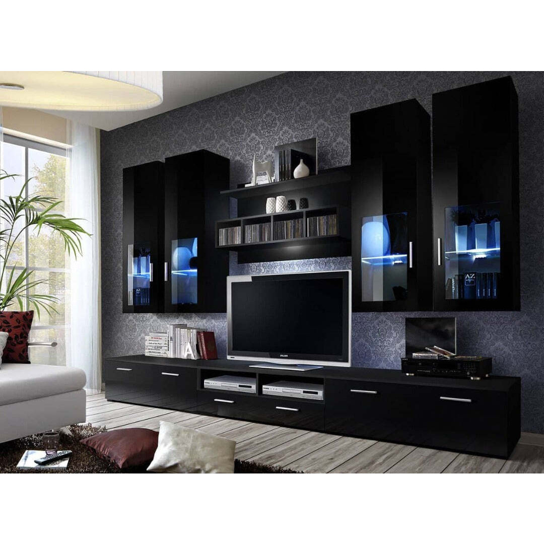 "Lyra Entertainment Unit For TVs Up To 60"" - Black Gloss 300cm" - image 1