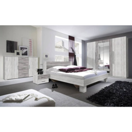 Vera Bed 160cm with Bedside Cabinets - Arctic Pine 160 x 200cm - thumbnail 2