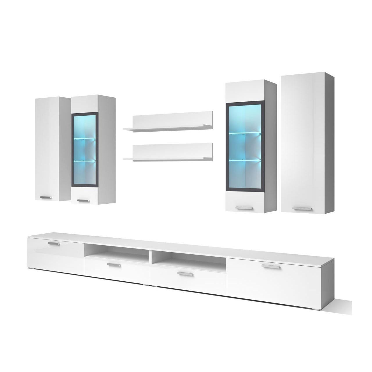 "Sarah 10 Entertainment Unit For TVs Up To 58"" - White Gloss 280cm" - image 1