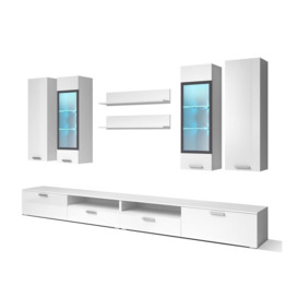 "Sarah 10 Entertainment Unit For TVs Up To 58"" - White Gloss 280cm"