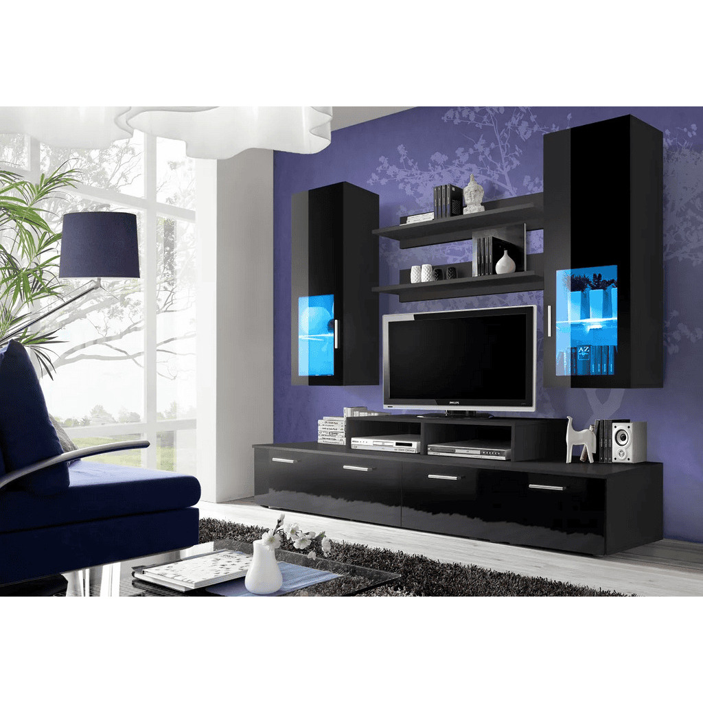 "Mini Entertainment Unit For TVs Up To 42"" - Black Gloss 200cm" - image 1