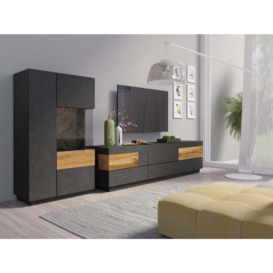 Silke 44 Display Cabinet 80cm [Right] - 80cm Matera / Wotan Oak - thumbnail 3