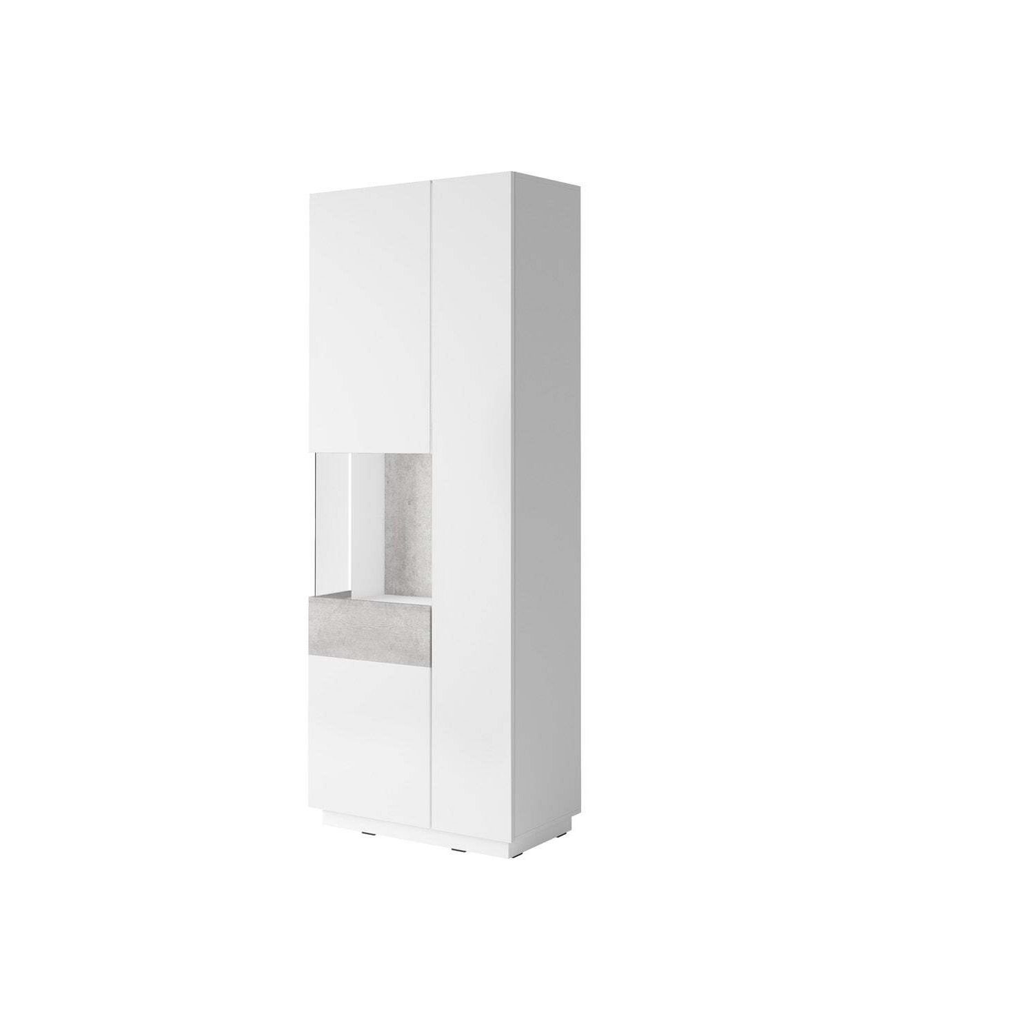 Silke 12 Tall Display Cabinet 80cm - White Gloss / Concrete Grey 80cm - image 1